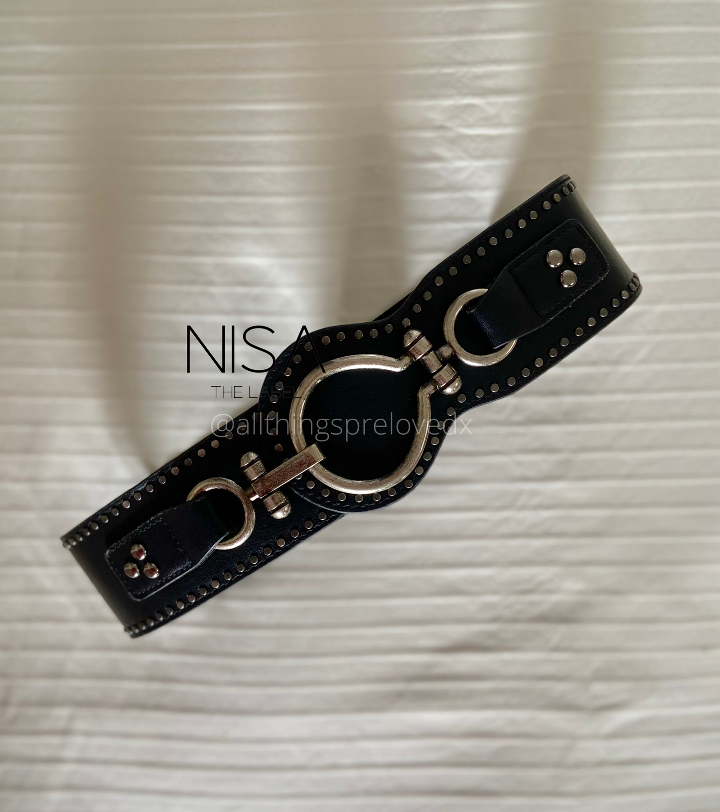 Round buckle vintage studded waist cincher belt