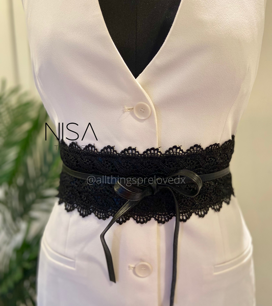 Lace tie knot waist cincher belt