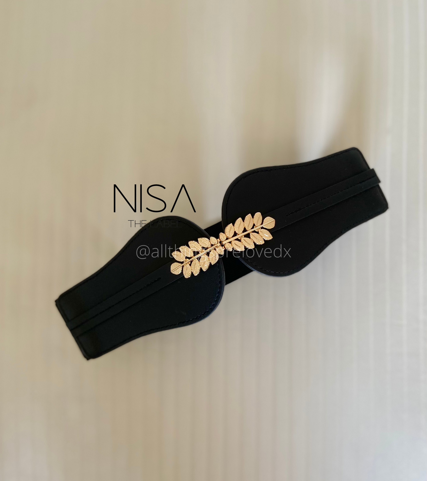 Gold leaf buckle waist cincher belt