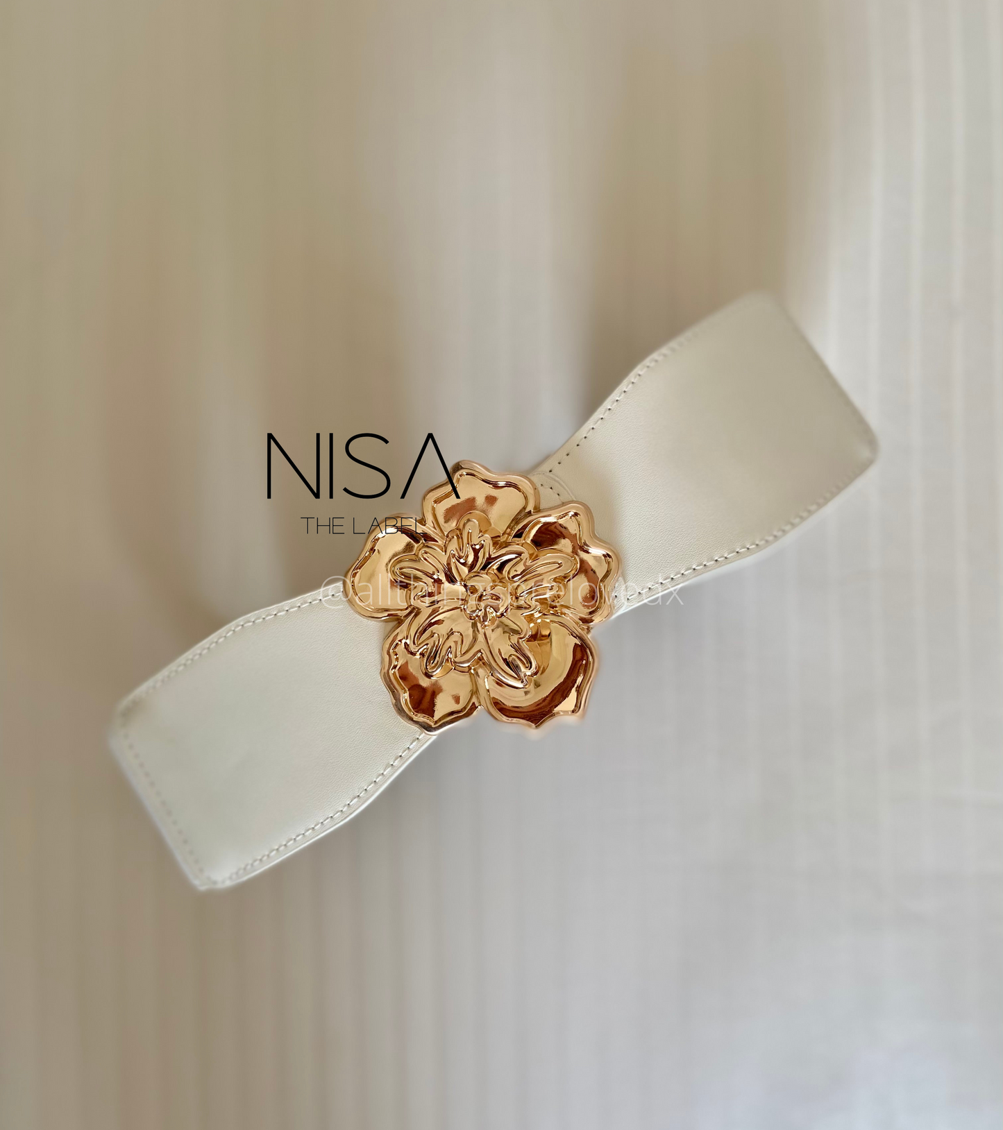 Floral metal buckle waist cincher belt