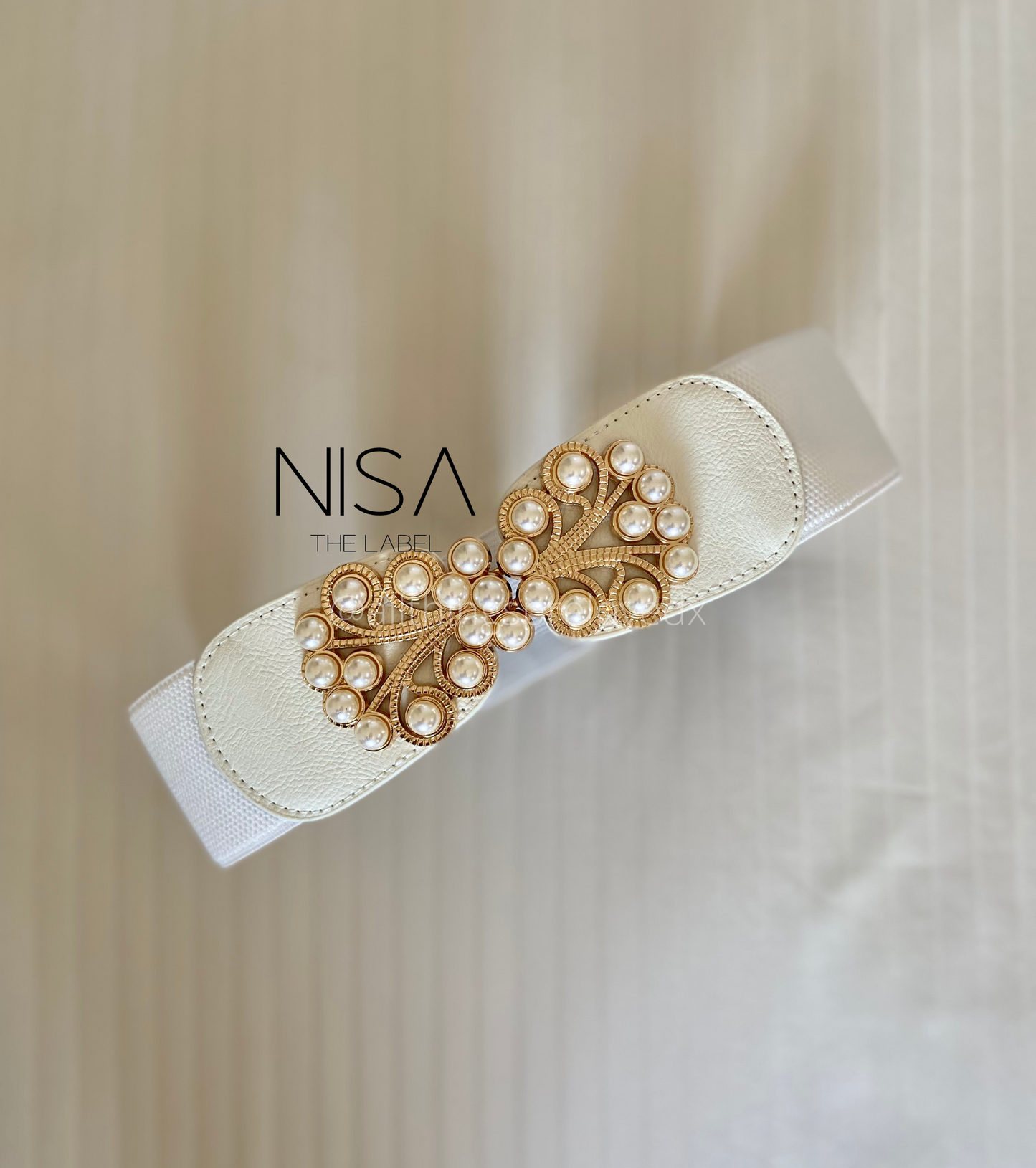 Pearl stem design buckle waist cincher belt