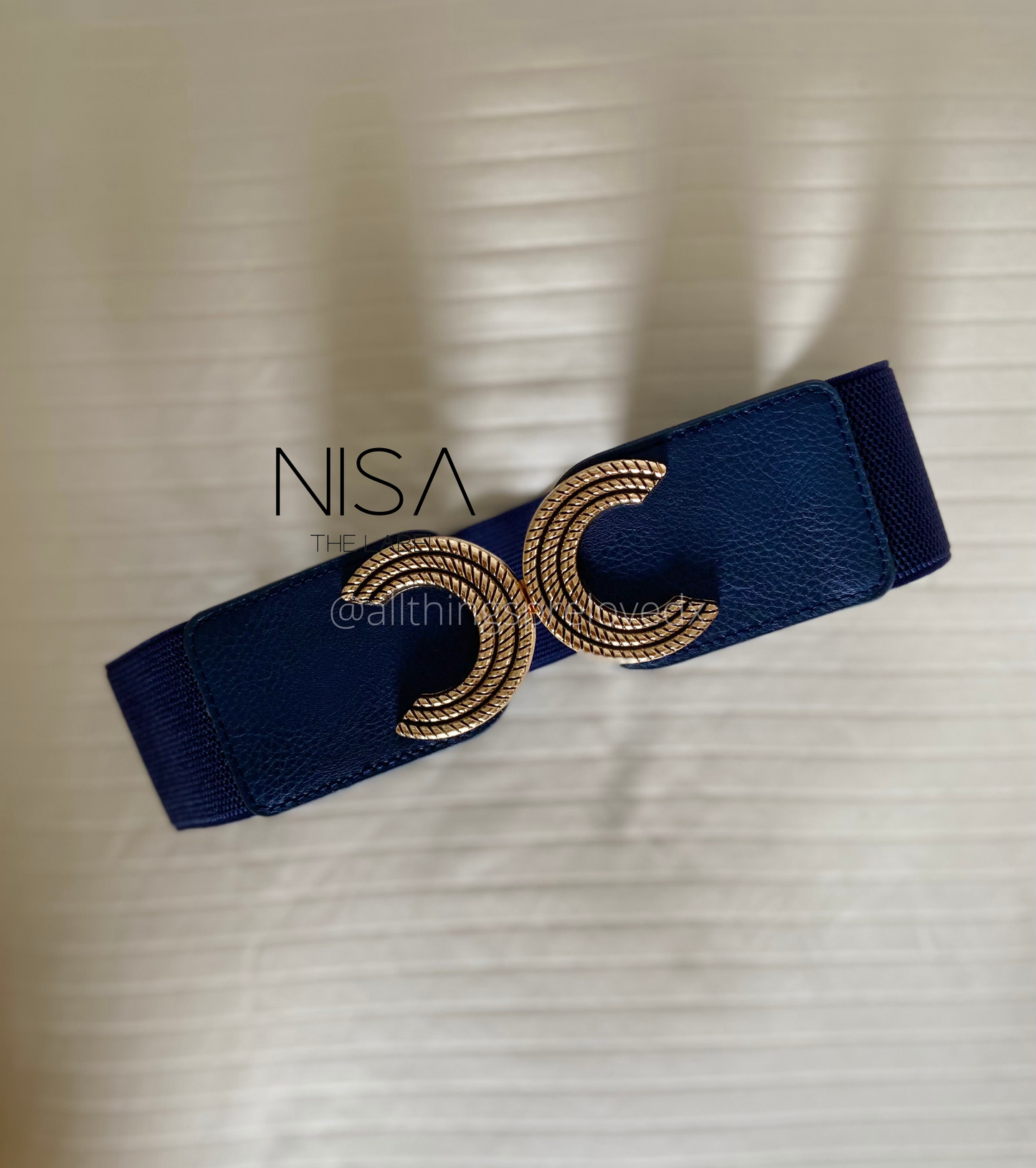 Dual mirror C metal buckle waist cincher belt