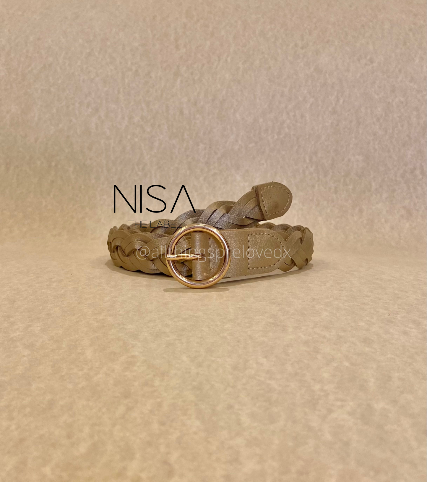 Braided round metal buckle basic belt