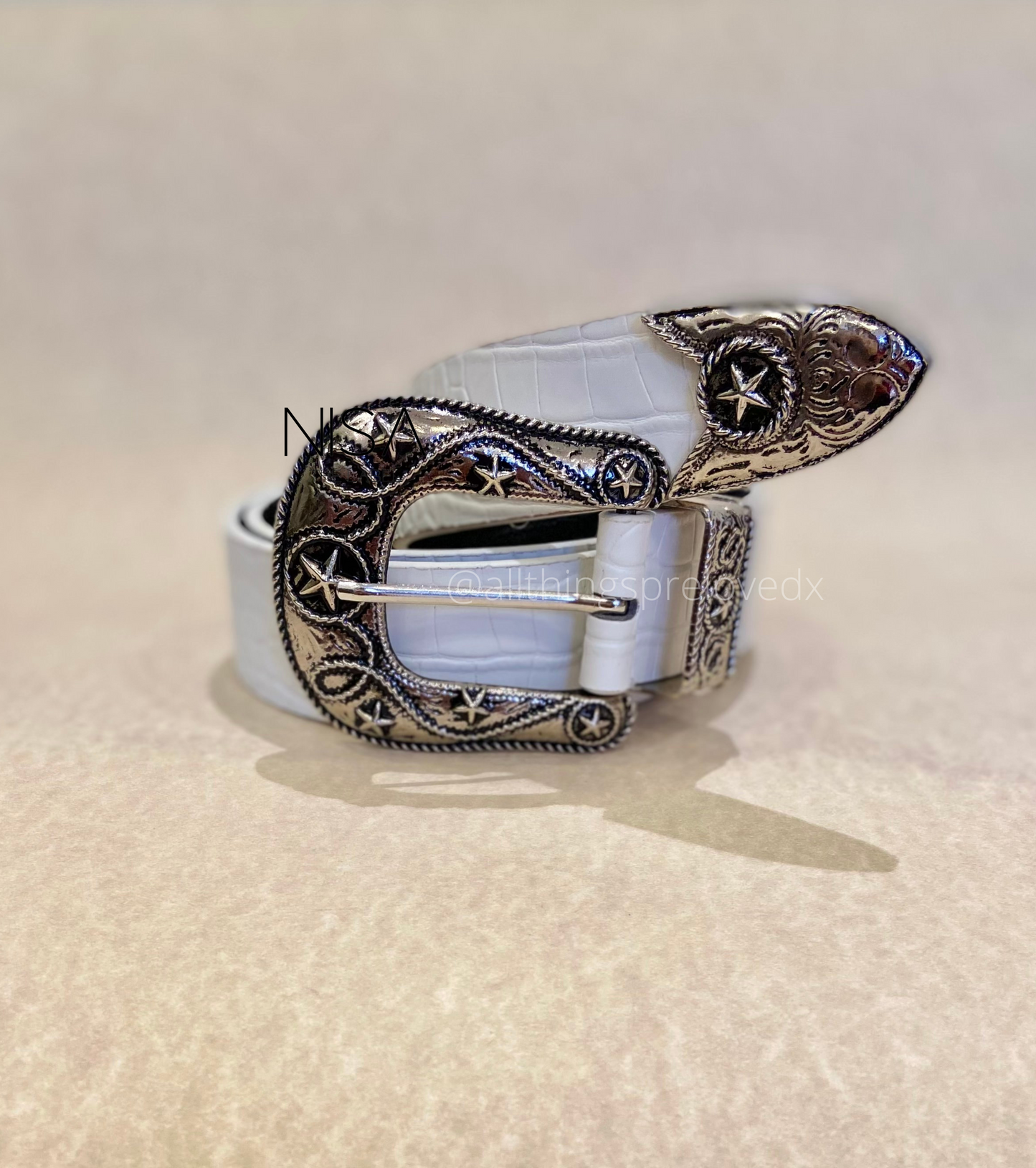 Vintage metal buckle eyelet basic belt