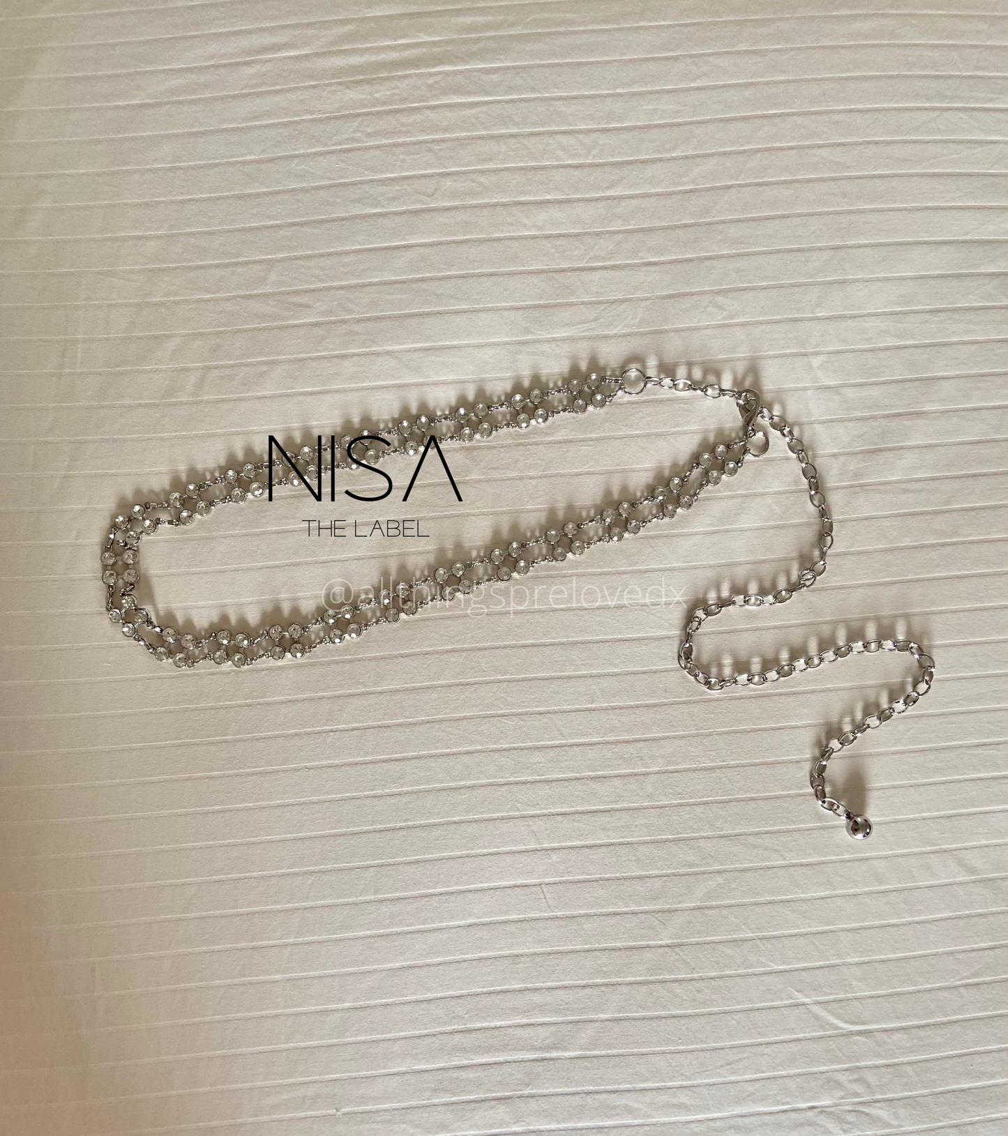 Dual layer rhinestone chain belt