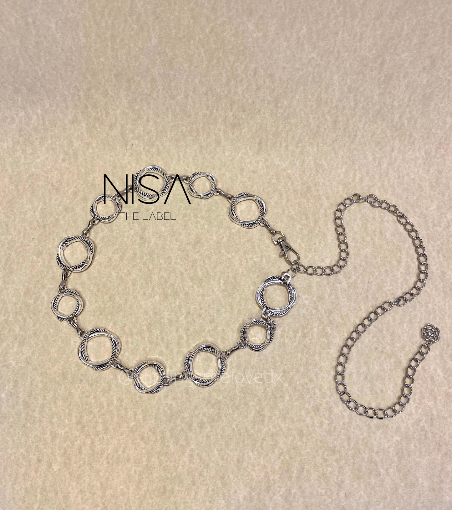 Overlap ring metal chain belt