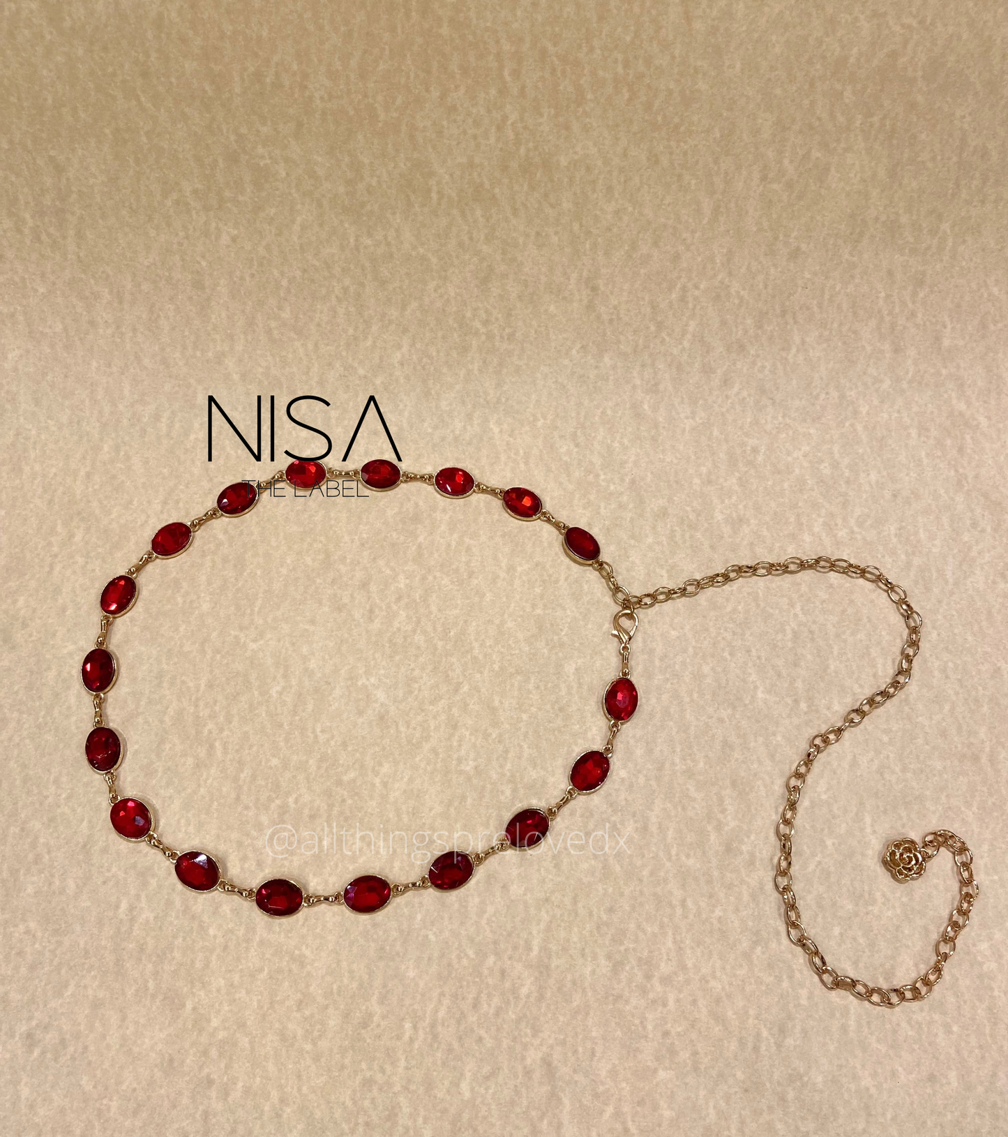 Gem stones metal chain belt