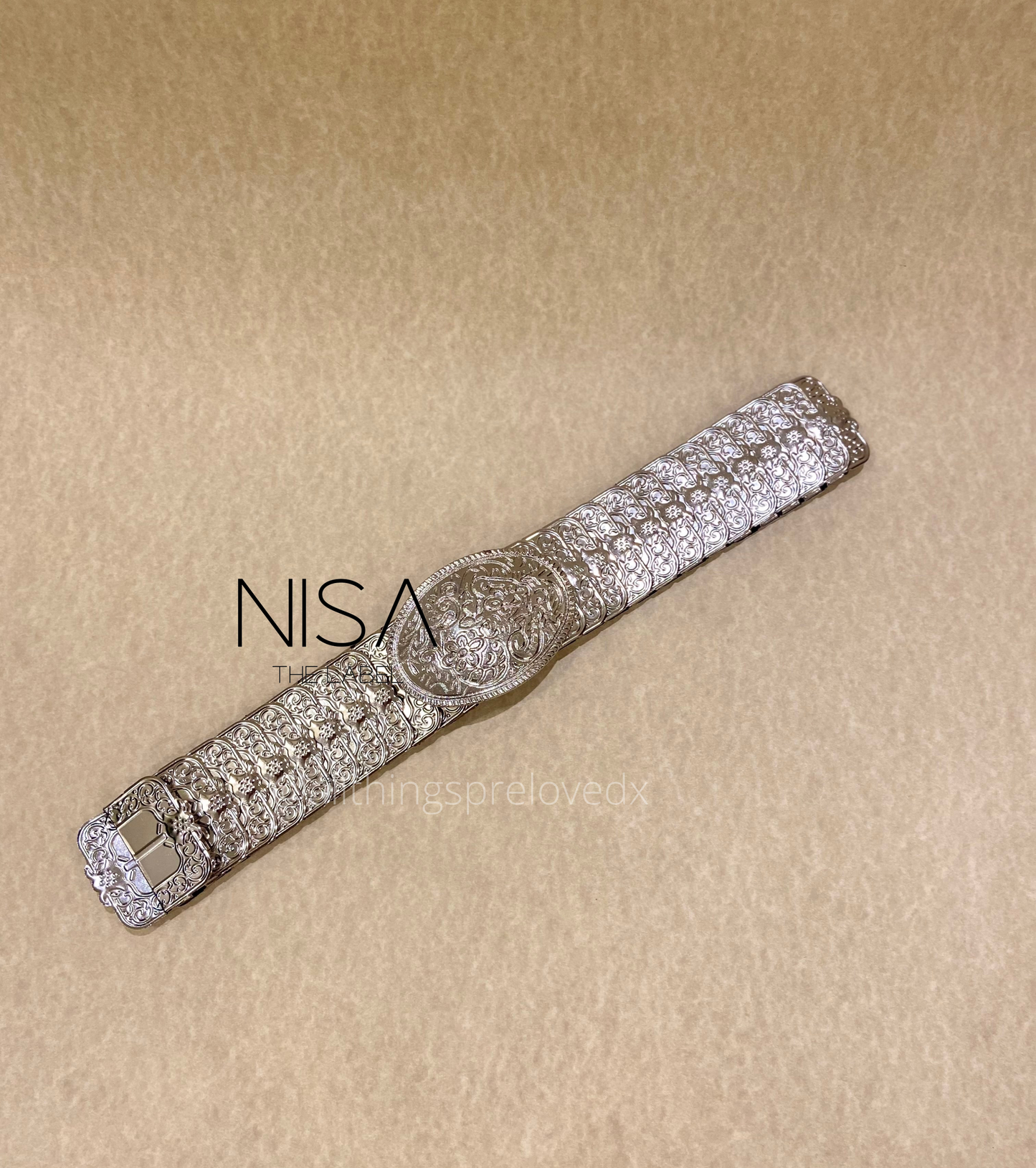 Scale detailed metal waist cincher belt