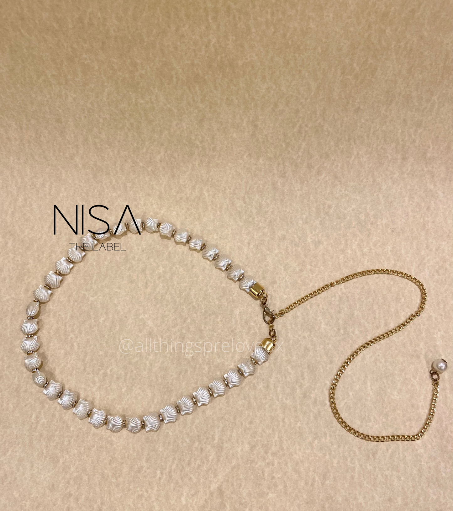 Shell rhinestone chain belt