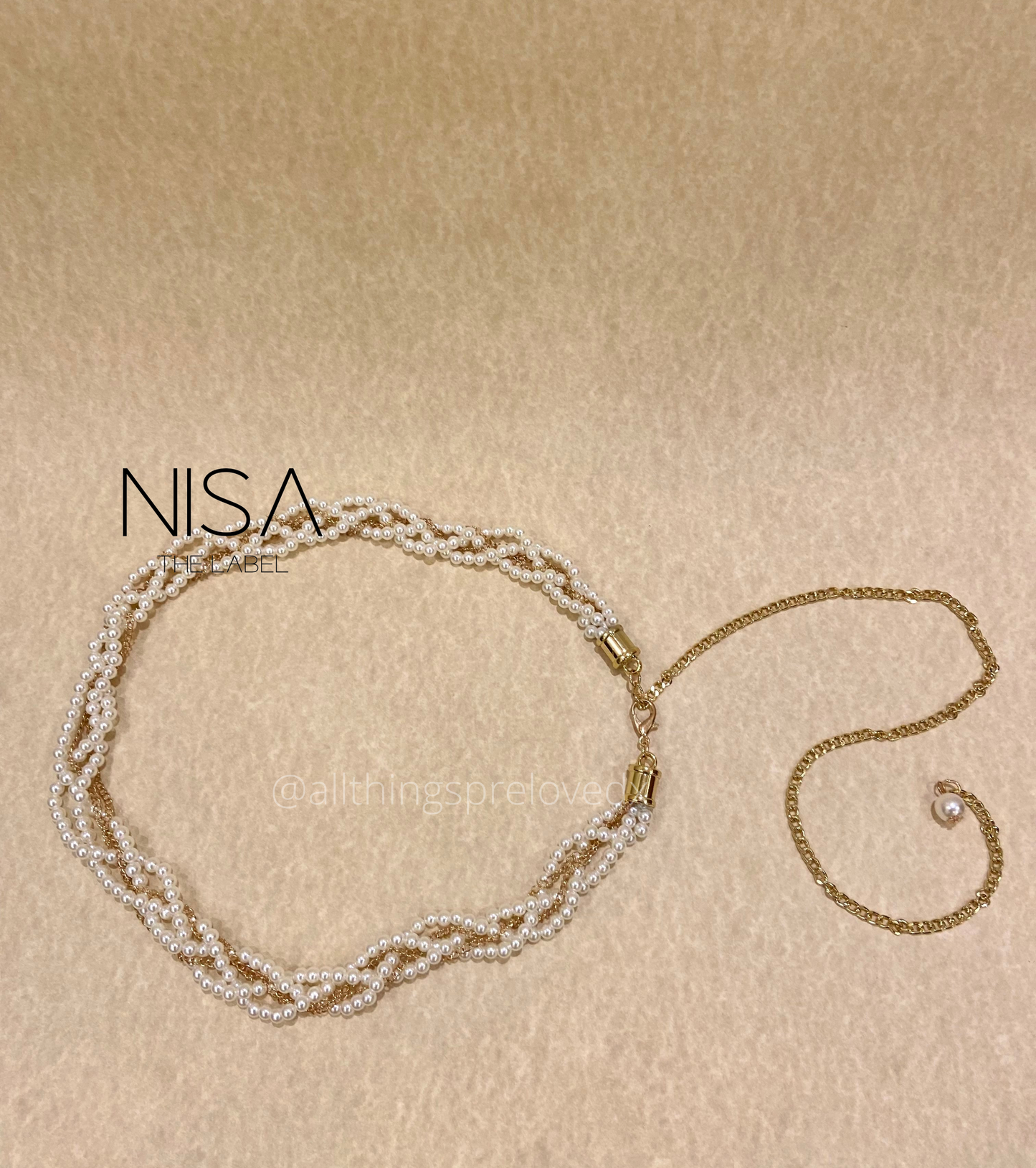 Layered chain and pearl belt