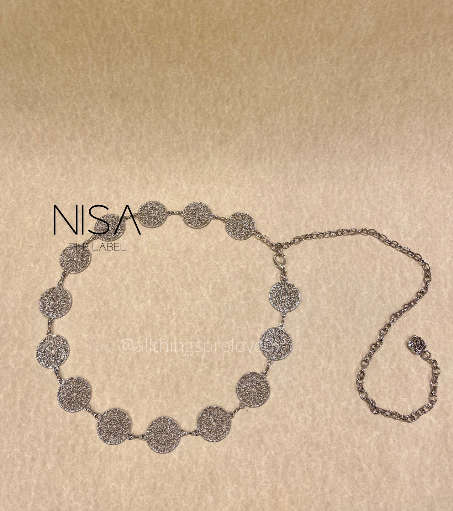 Sphere intricate detailed metal chain belt