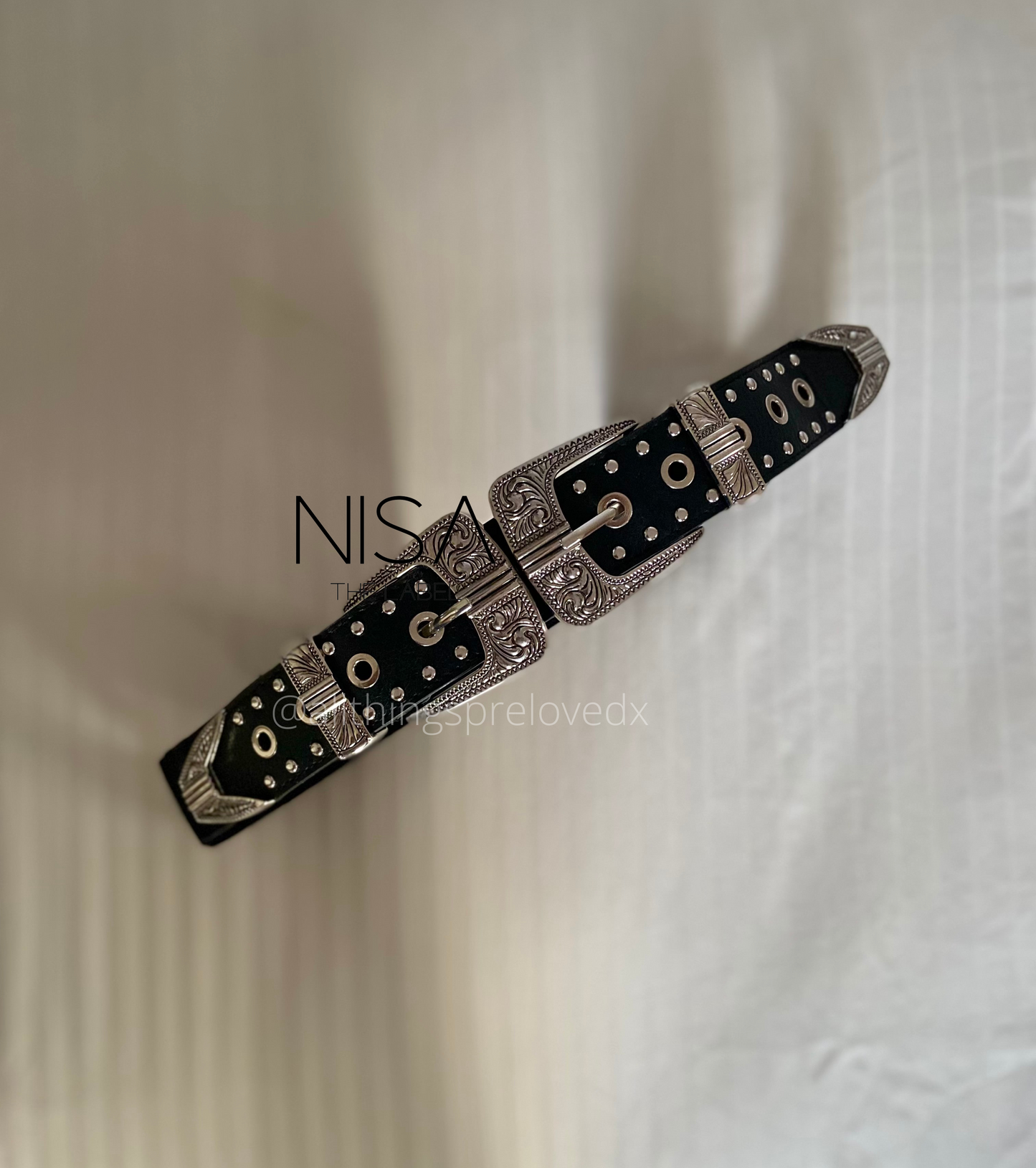 Double metal buckle studded waist cincher belt