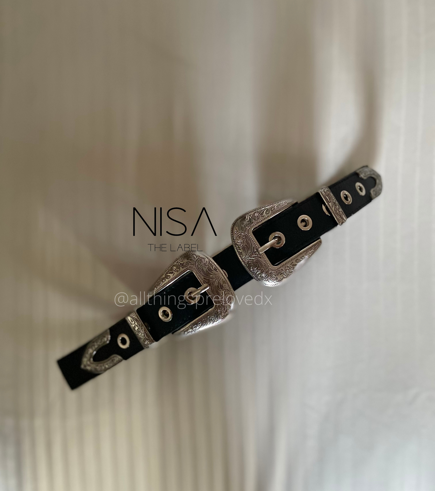 Double metal buckle eyelet waist cincher belt