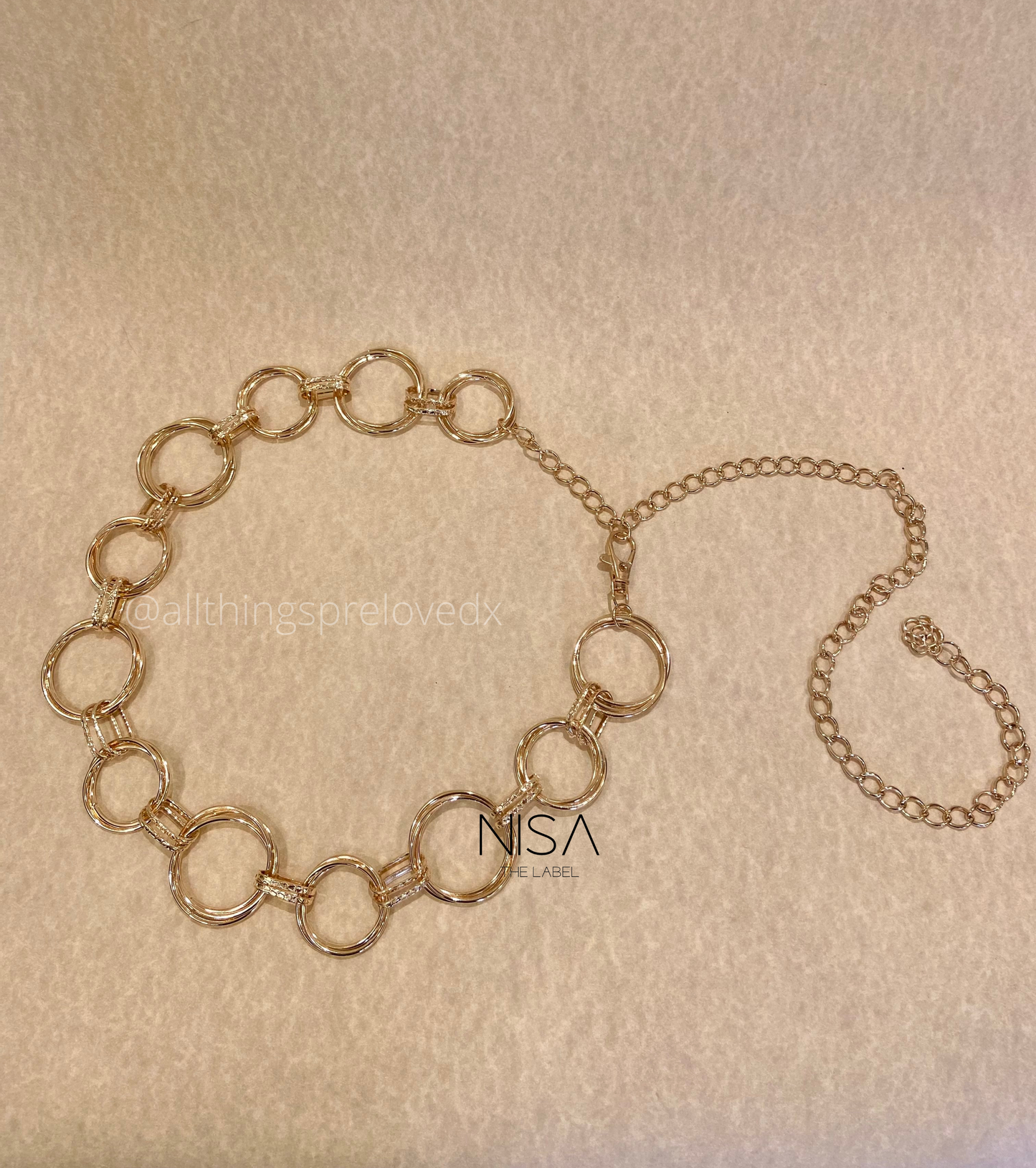 Triple ring metal chain waist belt