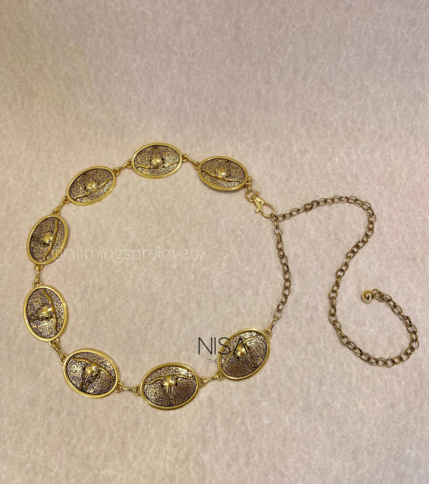 Bull metal chain waist belt