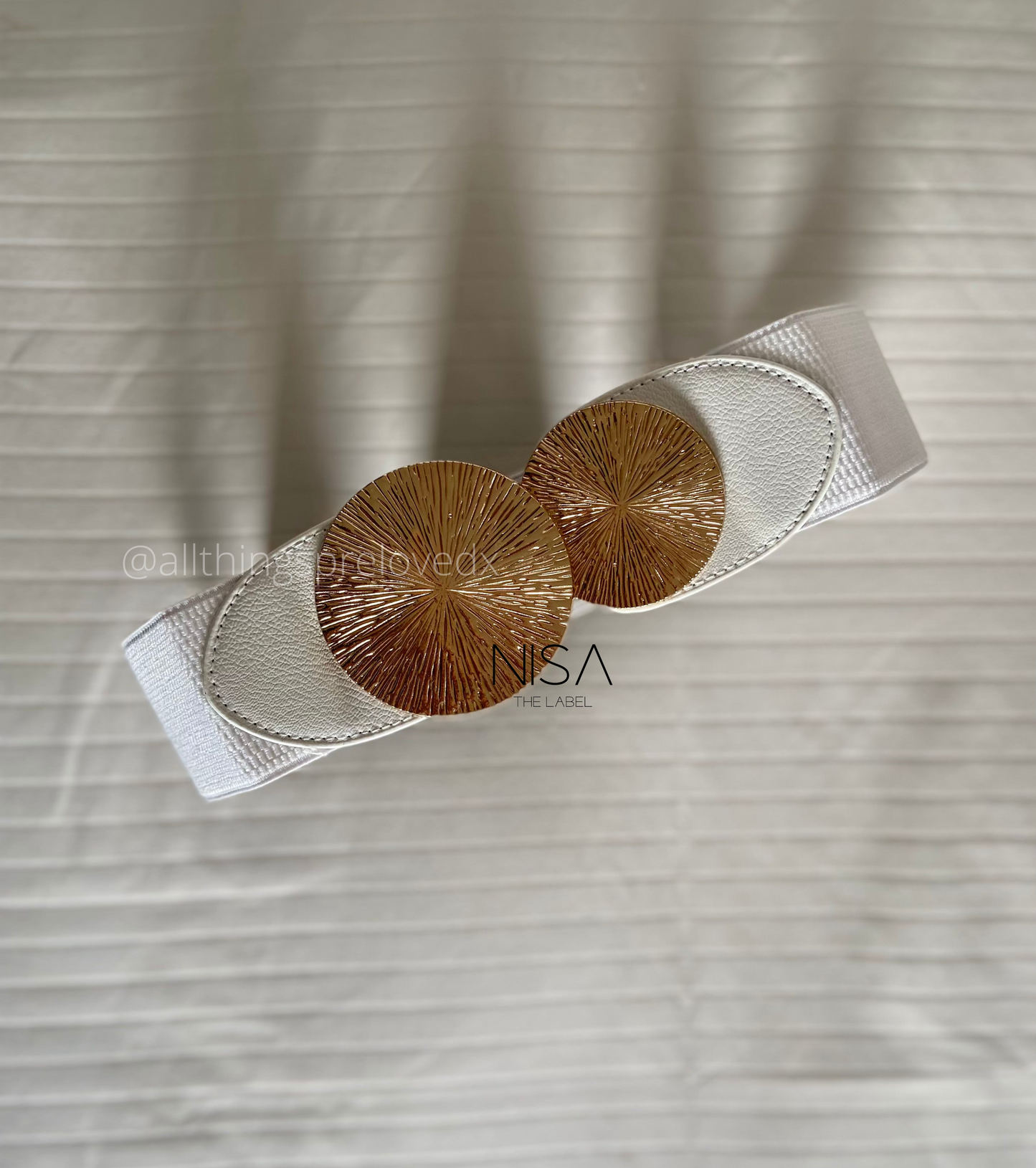 Double sphere foil rays metal buckle waist cincher belt