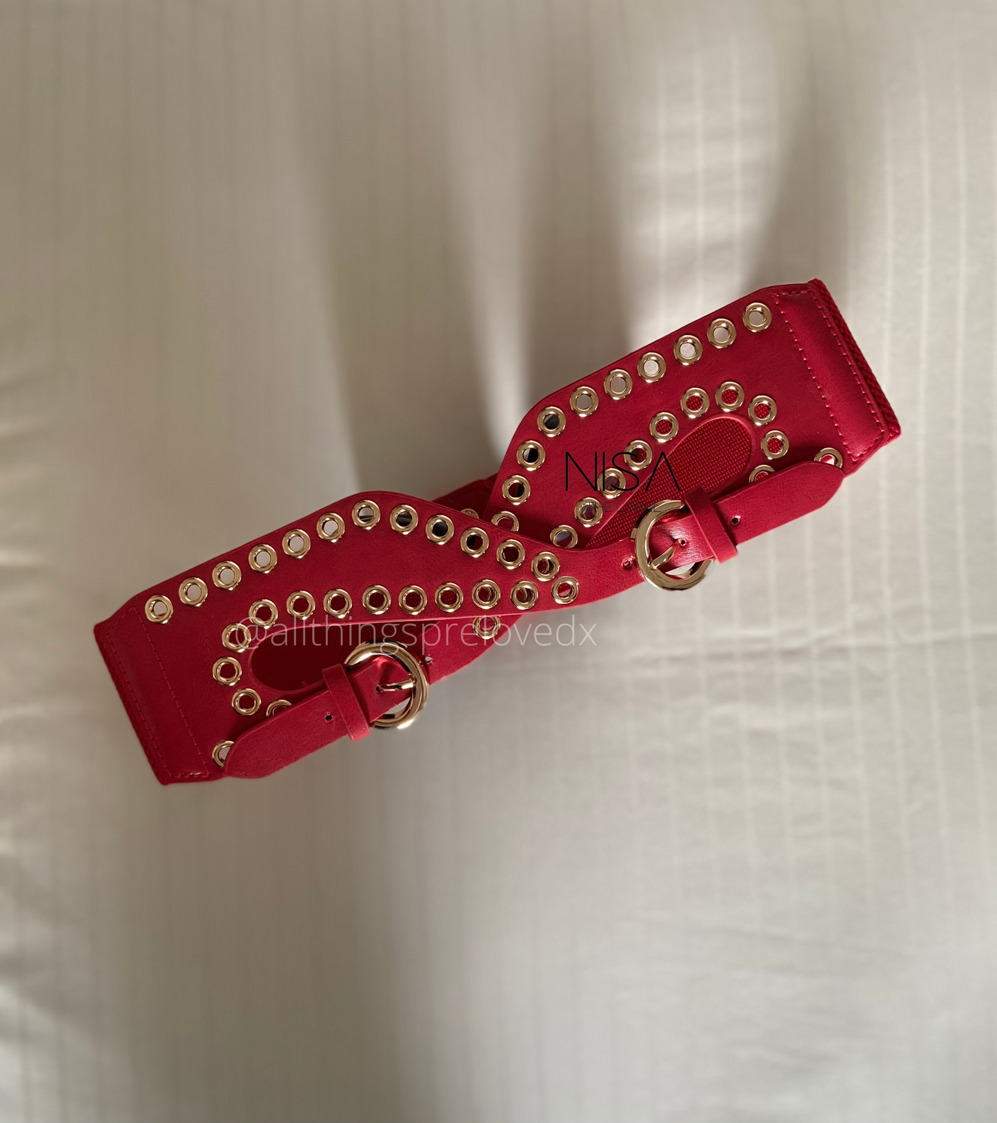 Overlap rivet designed two buckle waist cincher belt