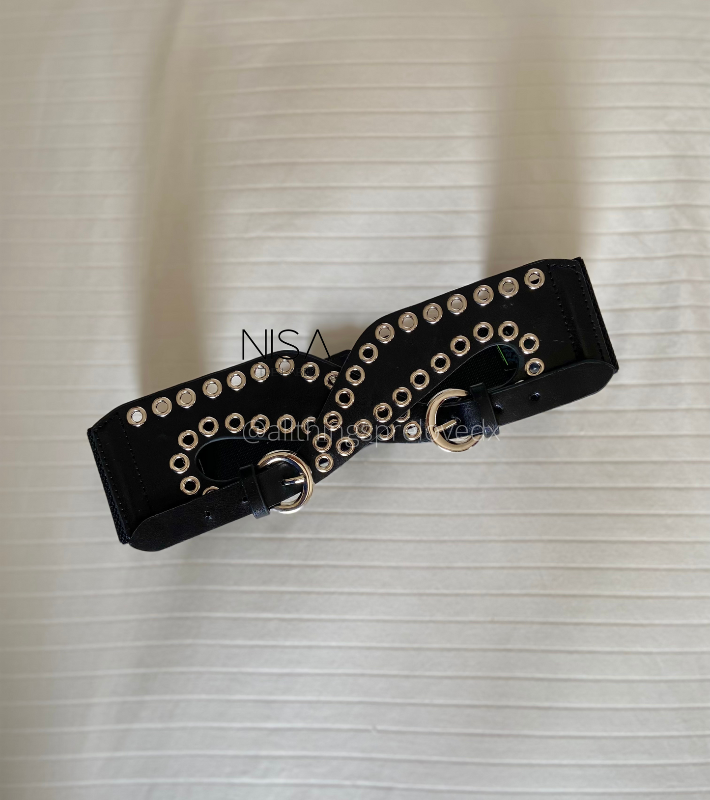 Overlap rivet designed two buckle waist cincher belt