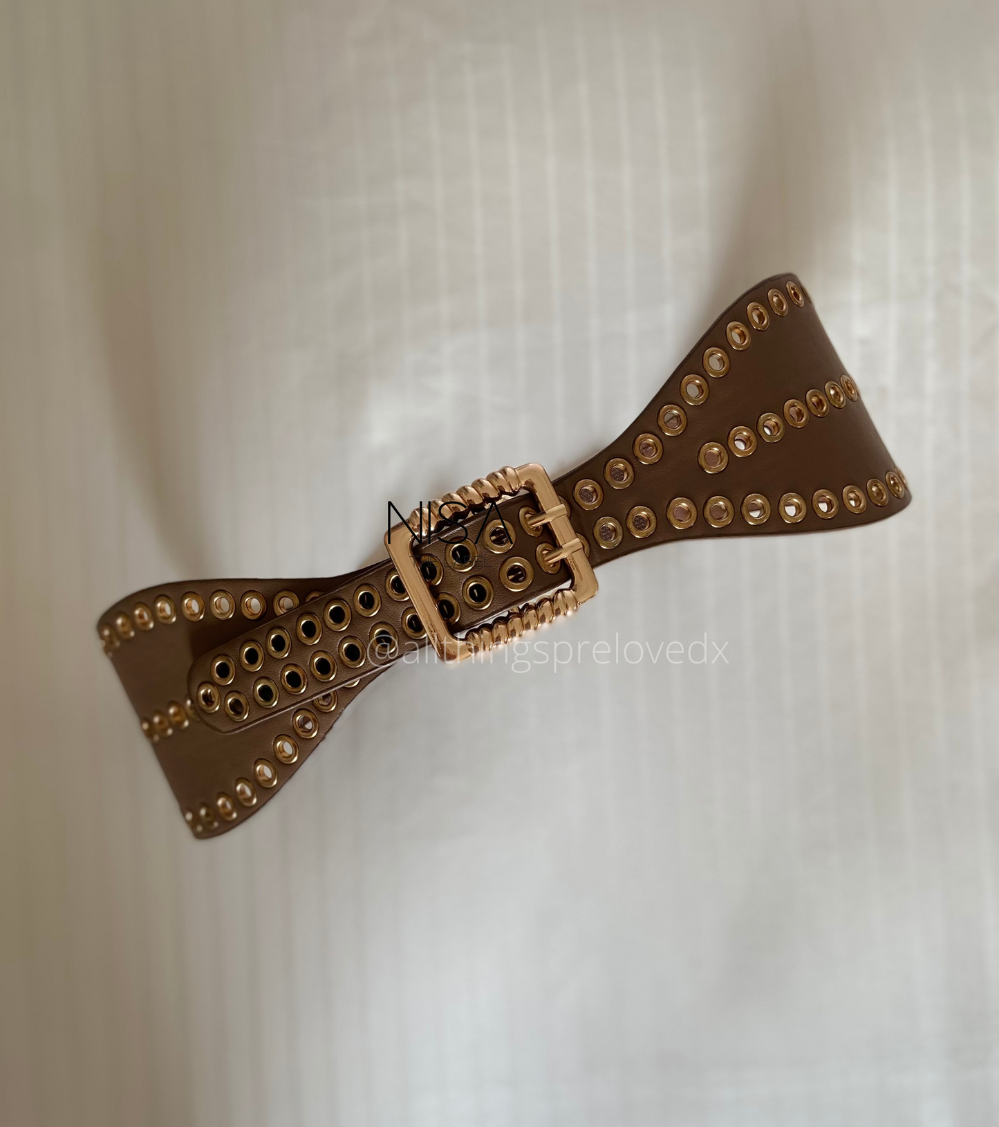 3 layer eyelets rectangle buckle waist cincher belt