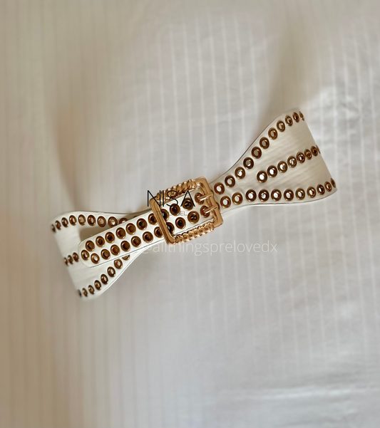 3 layer eyelets rectangle buckle waist cincher belt