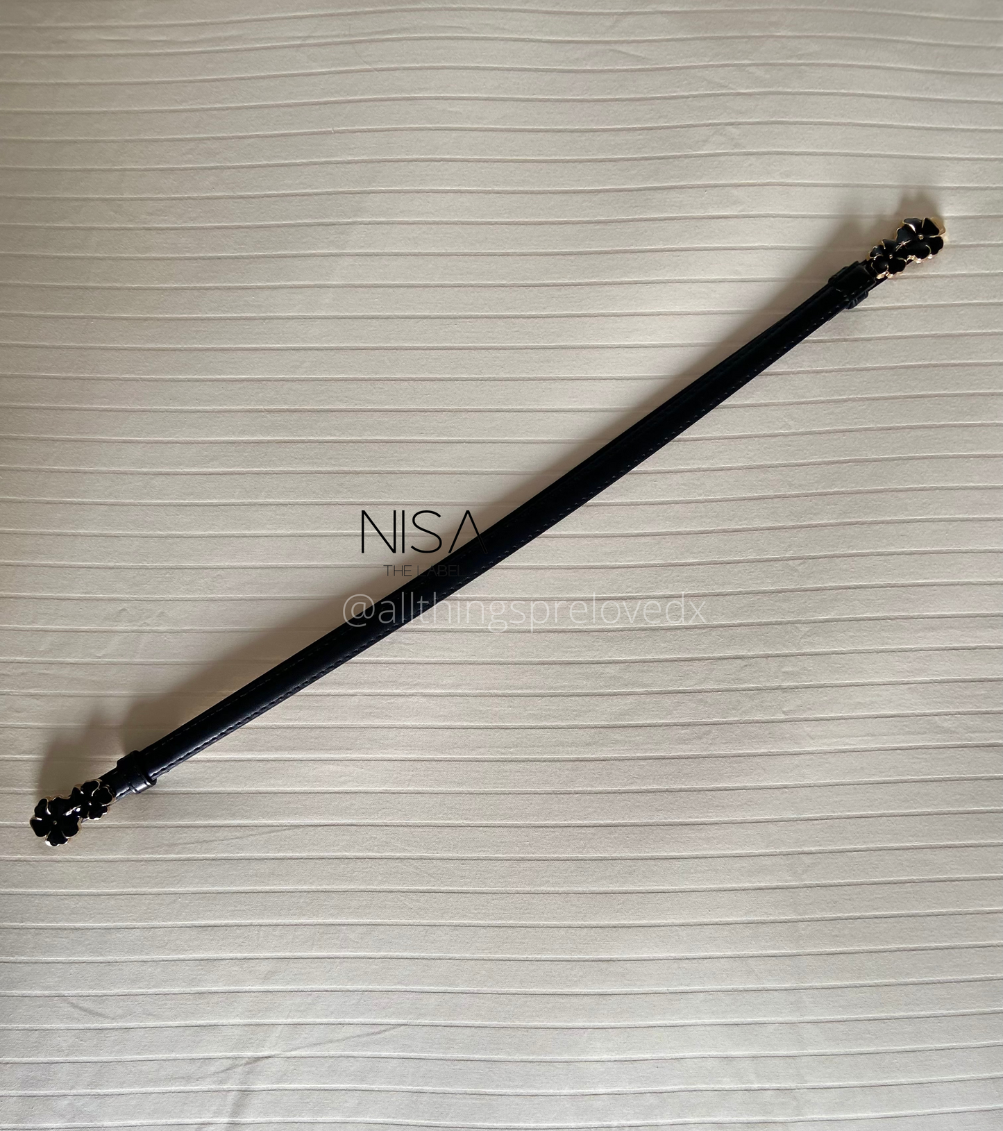 Double floral buckle adjustable thin belt