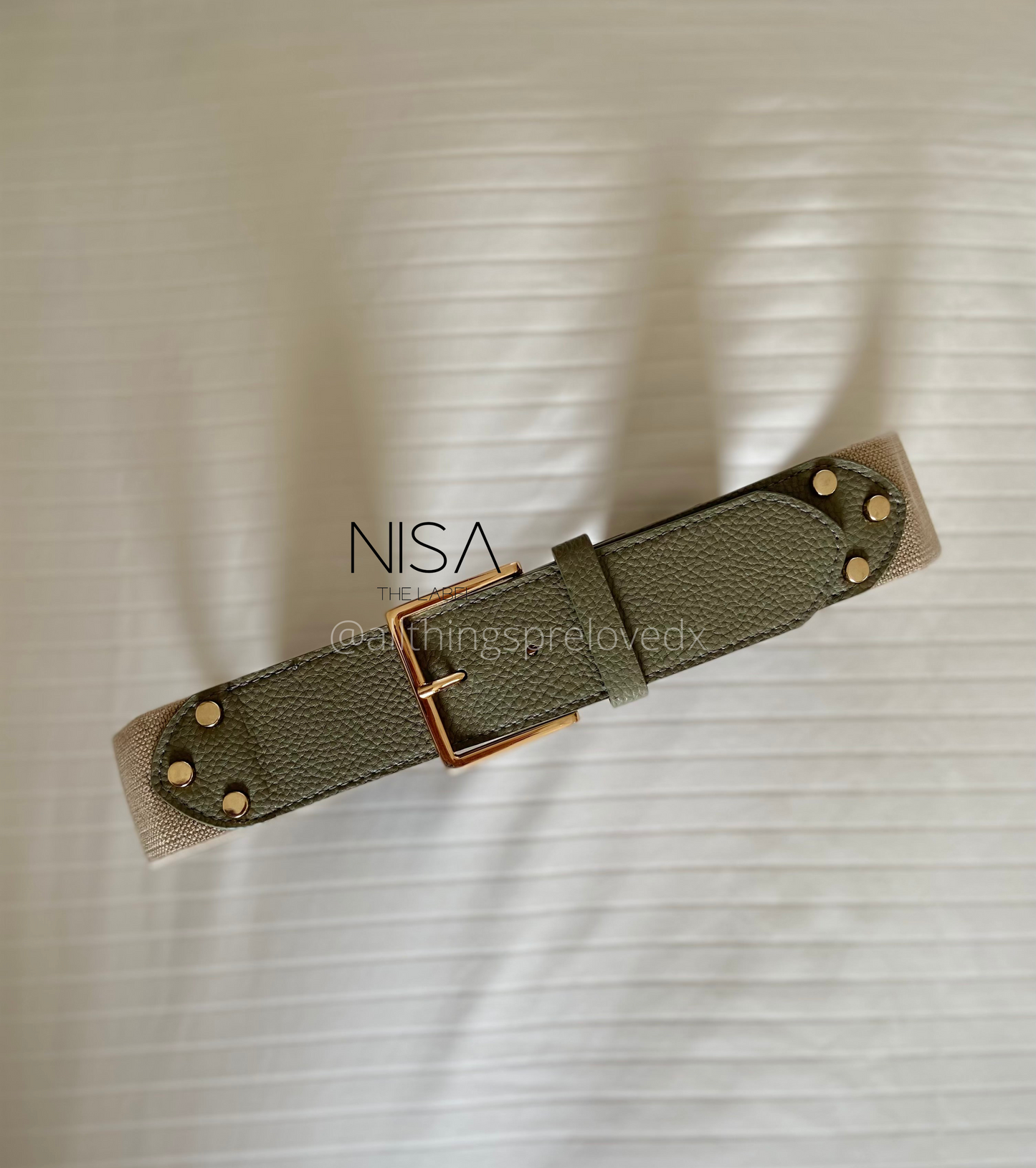 Gold buckle minimal studded waist cincher belt