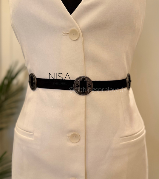 Coin suede waist tie belt