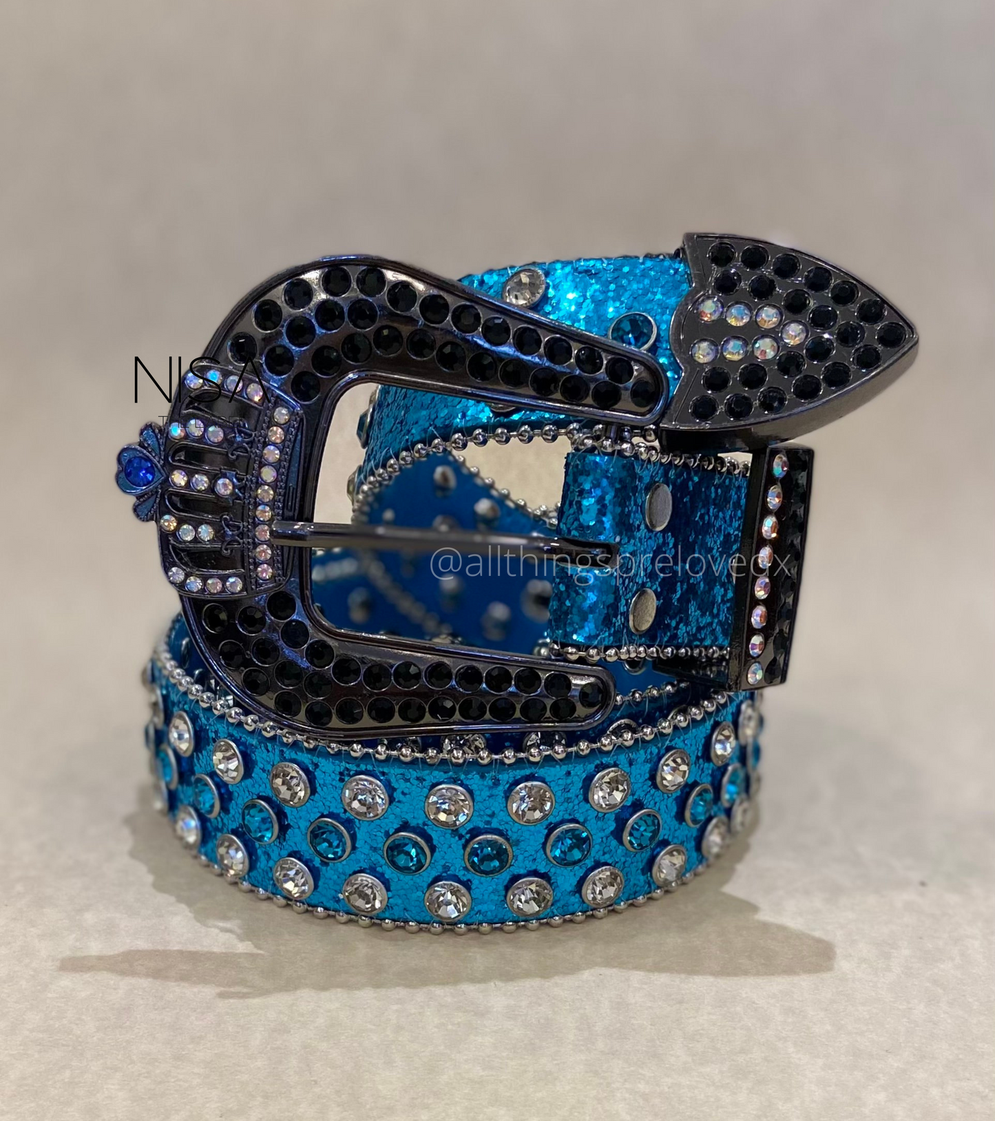 Rhinestone studded glam retro crown buckle basic belt