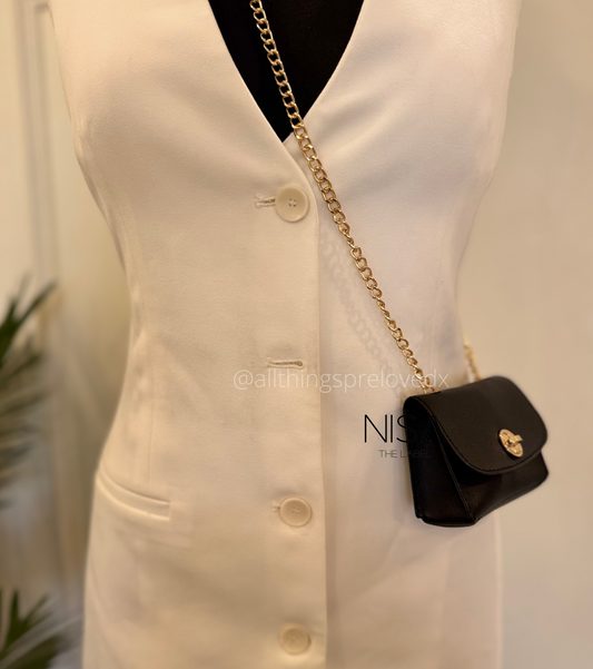 Sling micro bag with metal chain