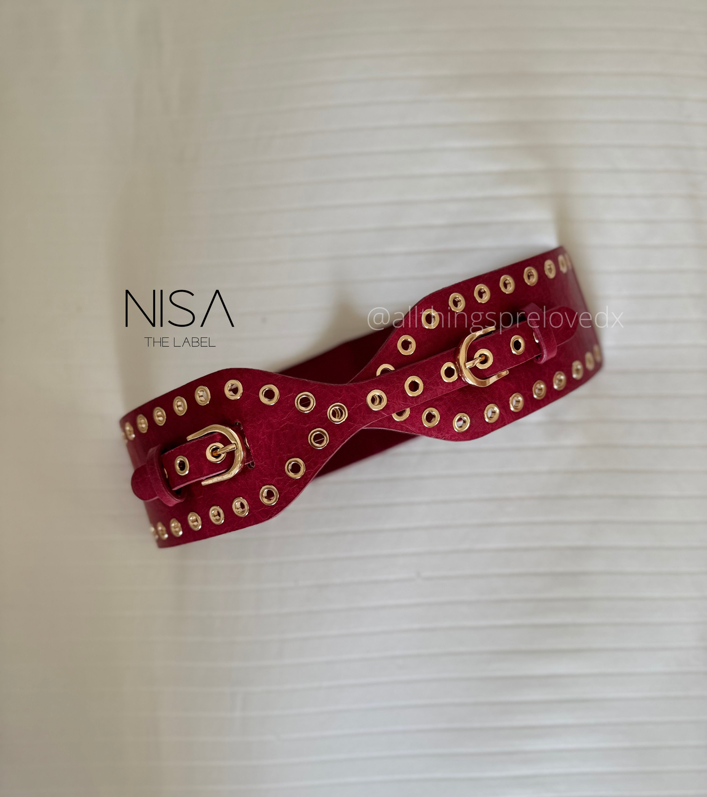 Rivet lined double buckle waist cincher belt