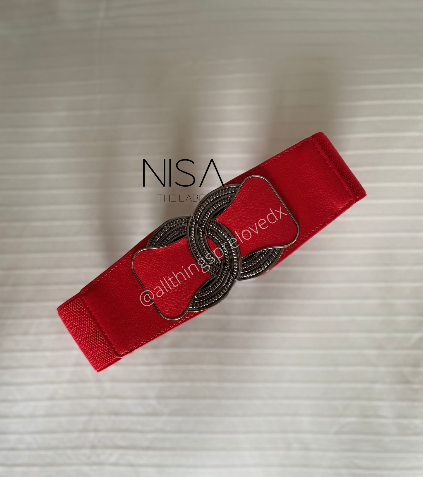 Silver detailed buckle waist cincher belt