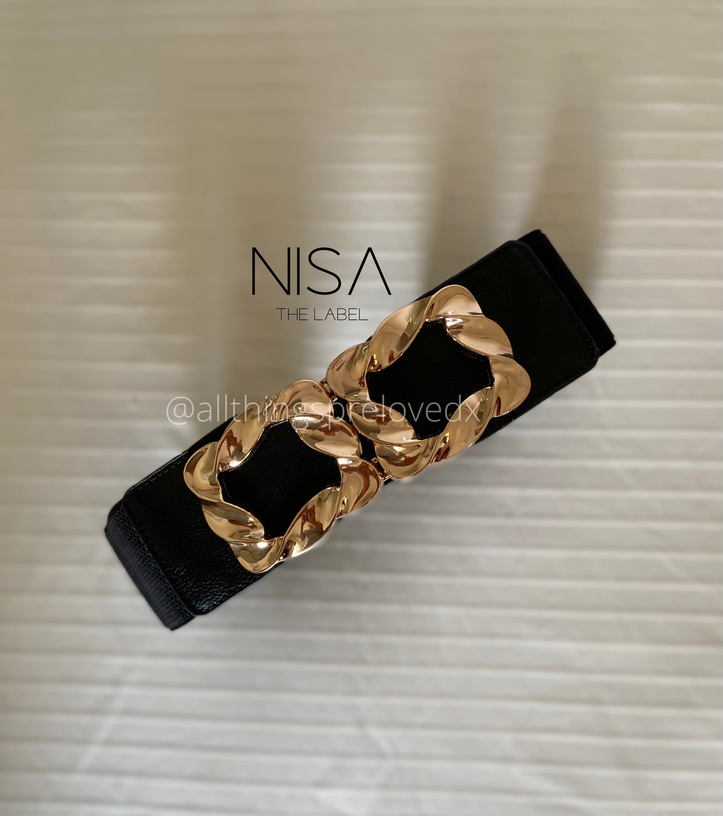 Double golden buckle waist cincher belt