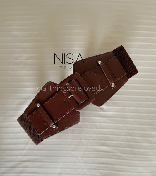 Rectangle buckle double waist cincher belt