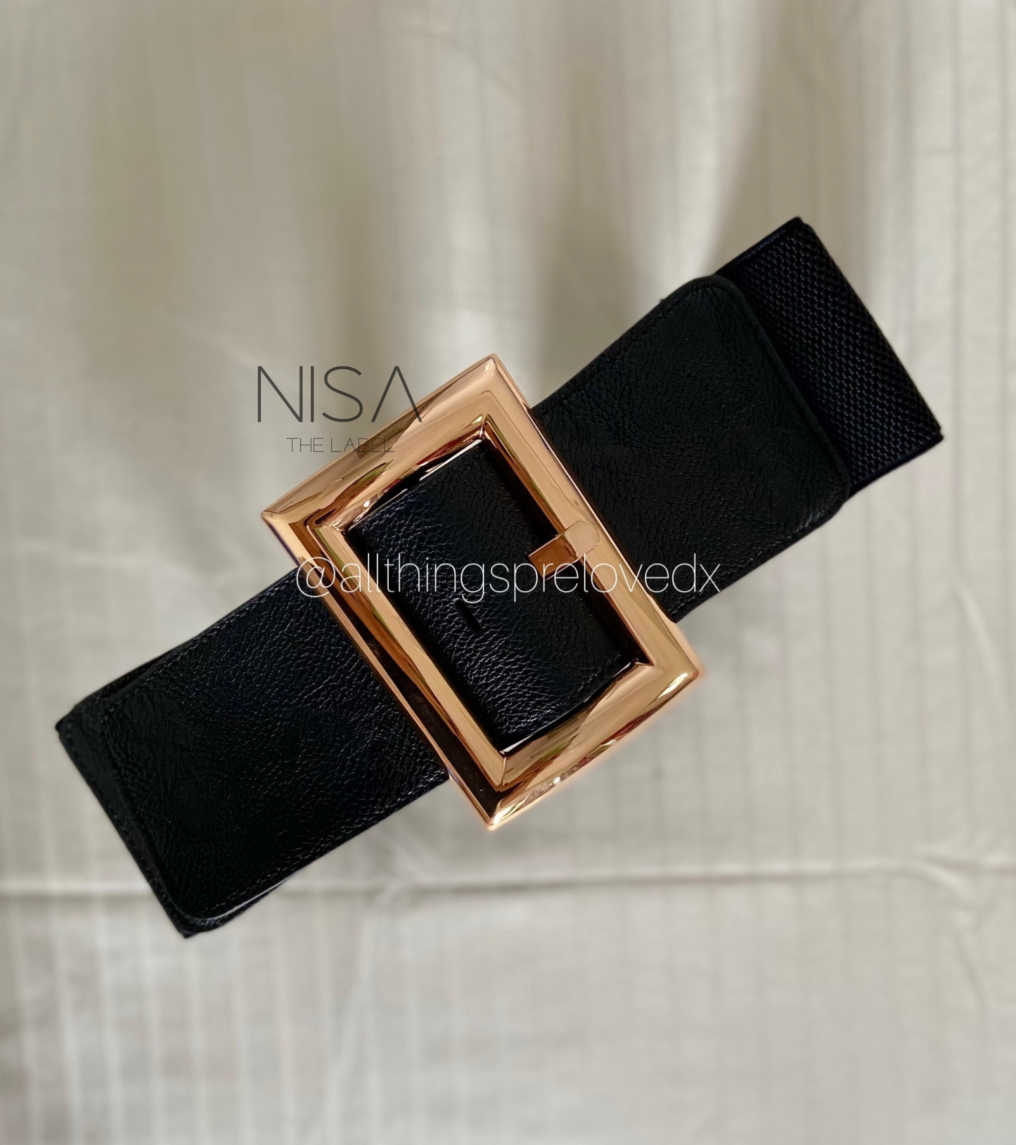 Big golden buckle waist cincher belt