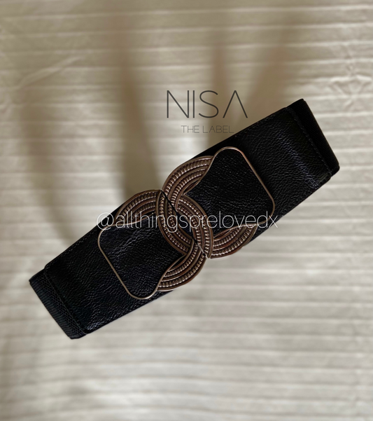 Silver detailed buckle waist cincher belt