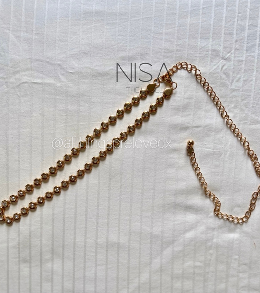 Gold rhinestone detail chain belt