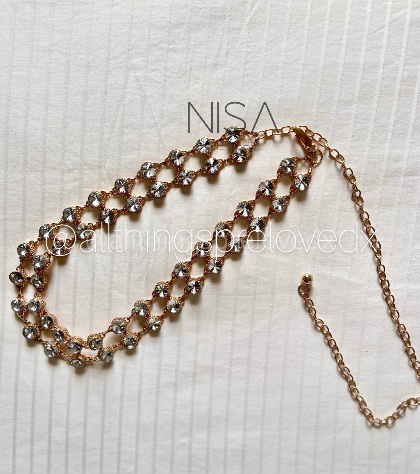Double rhinestone waist belt