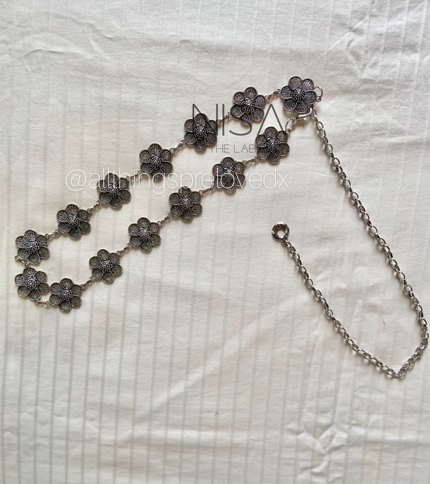 Flower metal chain waist belt