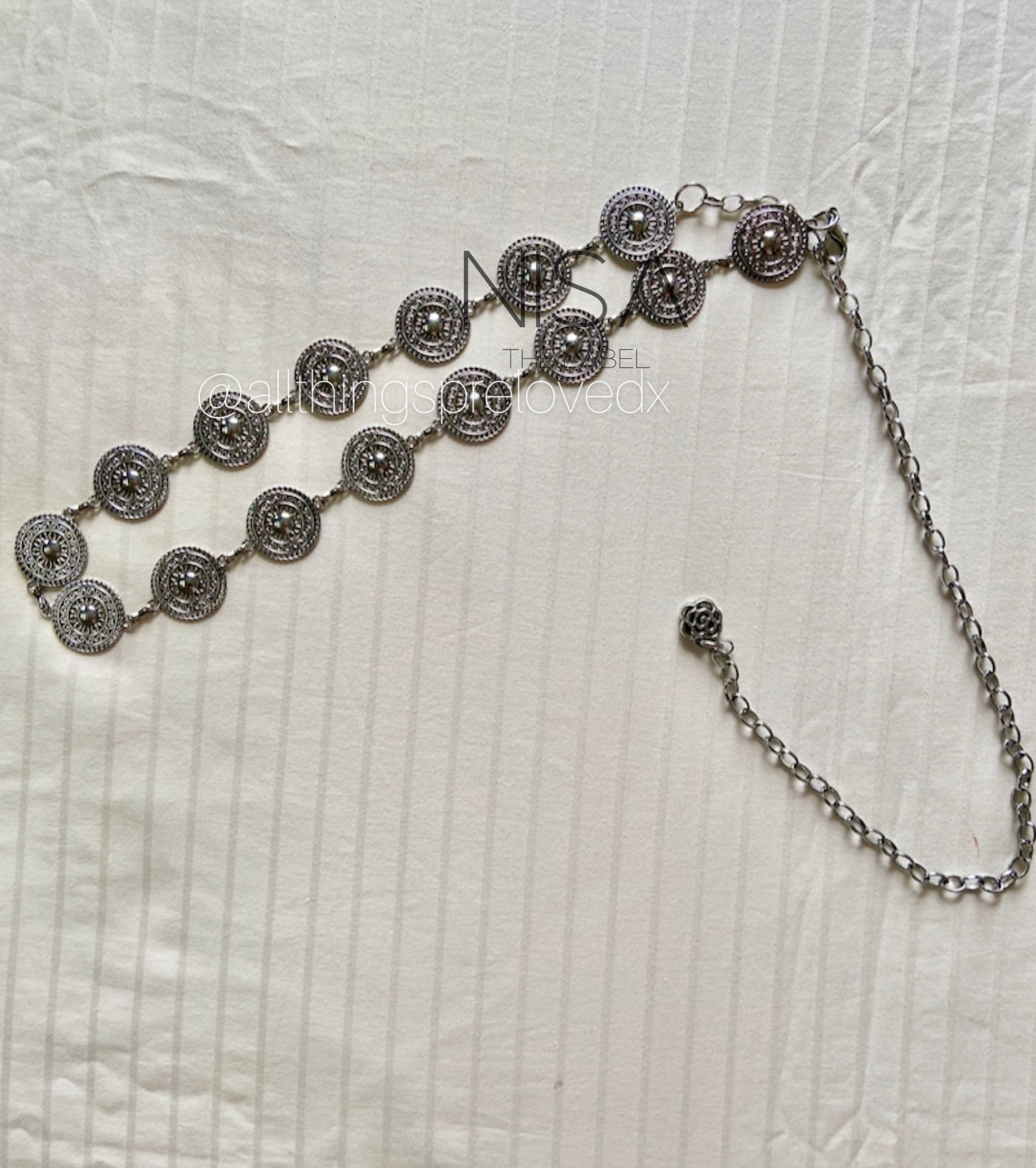 Round metal chain waist belt