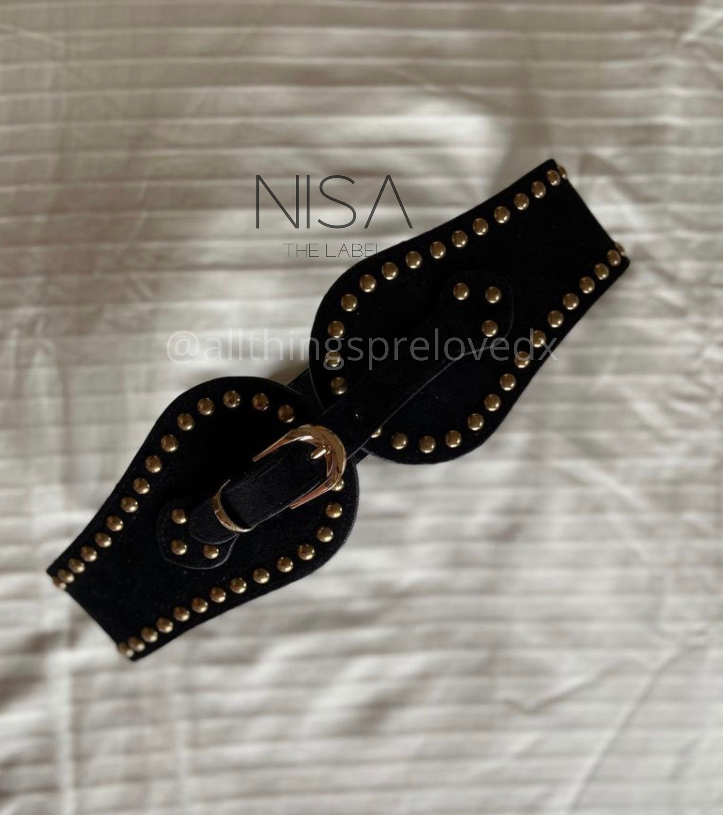 Suede studded waist cincher belt