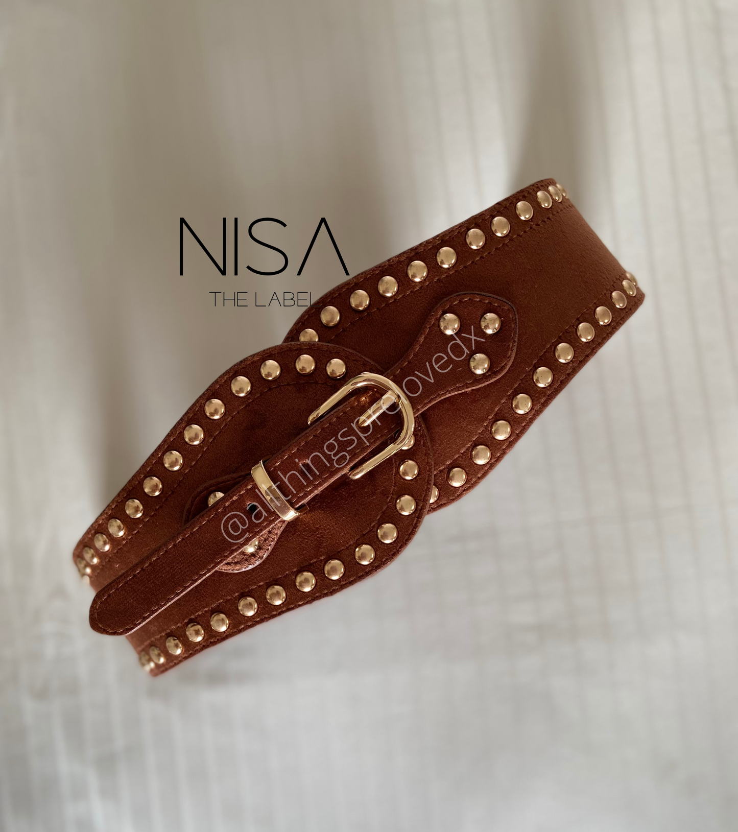Suede studded waist cincher belt