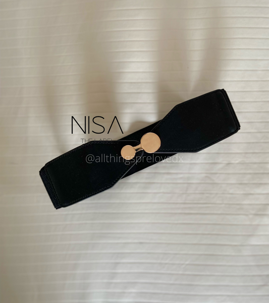 Dual sphere metal buckle waist cincher belt