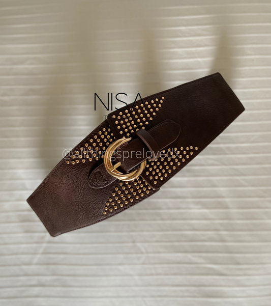 Front studded waist cincher belt