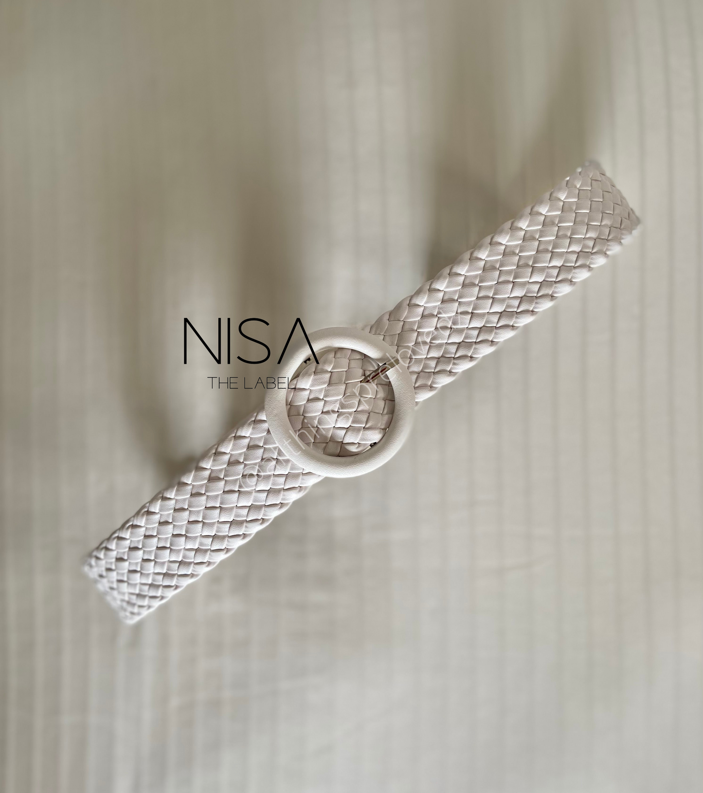 Straw woven round buckle color belt