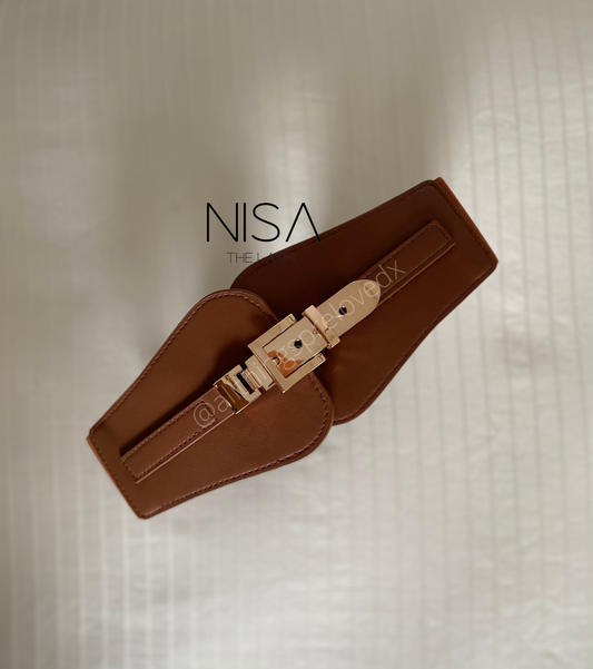 Flap metal strap single buckle waist cincher belt