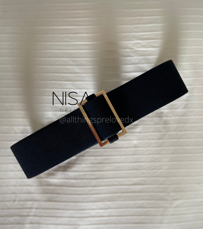 Suede metal buckle wide belt