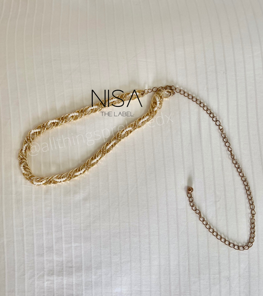 Pearl interlock metal chain belt
