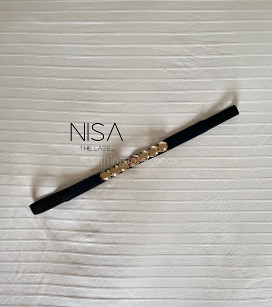 Mini oval buckle line thin waist belt