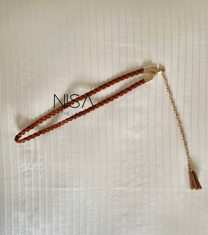 Braided thin waist belt