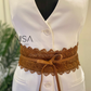 Lace tie knot waist cincher belt